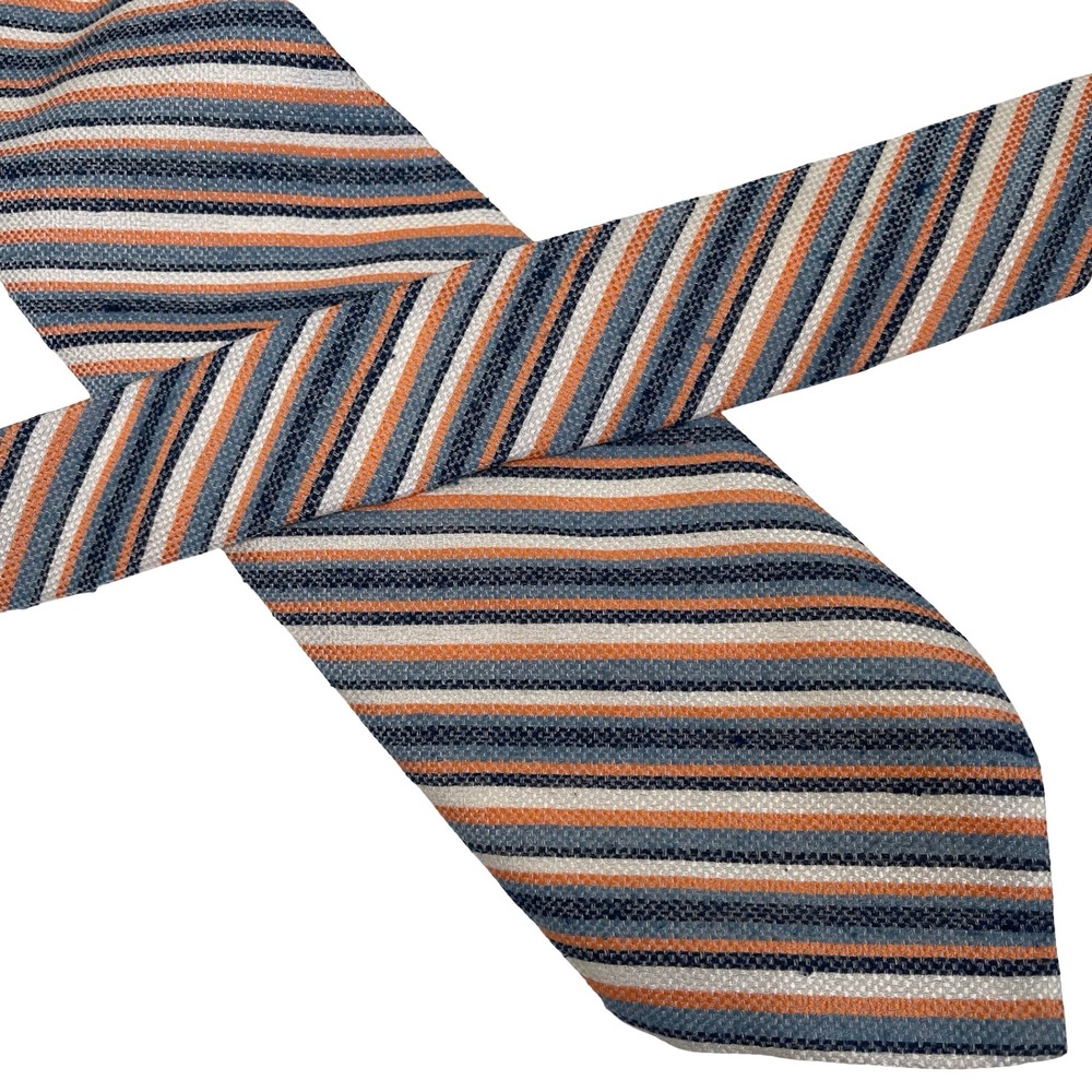 Vintage Smith & Welton Diagonal Striped Necktie Tie Men's Orange Blue Knit 70s